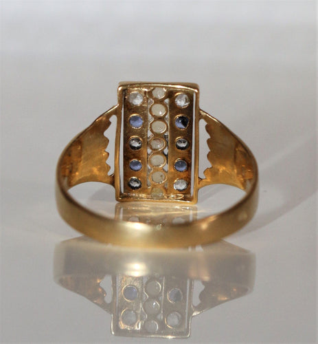 Bague 61 Bague Or Jaune Chaton Rectangulaire Perles Et Pierres 58 Facettes 499