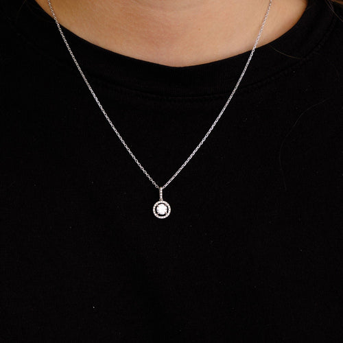 Collier Pendentif sur Chaine Diamant Or Blanc 58 Facettes