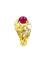 Bague 53 GILBERT ALBERT. Bague or jaune, rubis et diamants 58 Facettes