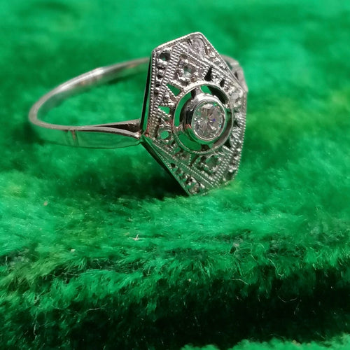 Bague 53 Bague Art Déco platine or blanc diamants 58 Facettes 2334