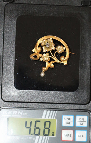 Broche Broche Art Nouveau florale or jaune 58 Facettes 449