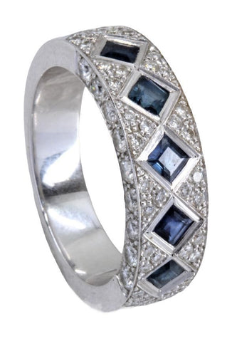 Bague 55 BAGUE STYLE ART-DÉCO SAPHIRS ET DIAMANTS 58 Facettes 057751