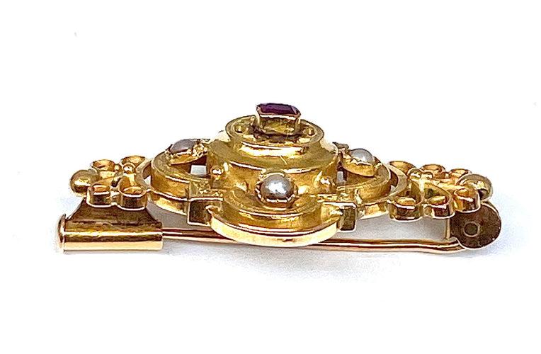 Broche Broche perles fines grenat vers 1900 58 Facettes AB167