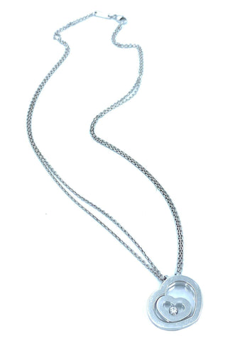 Collier Chopard. Happy Spirit, pendentif or blanc 18K et diamant 58 Facettes