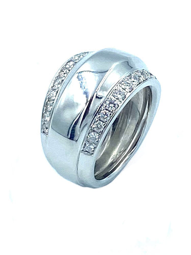 Bague 53 CHOPARD. Collection La Strada, bague or blanc et diamants 58 Facettes