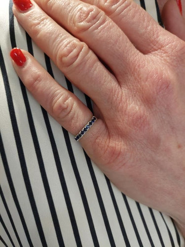 Bague 50 Demi alliance Or blanc Spinelles bleues 58 Facettes 082011