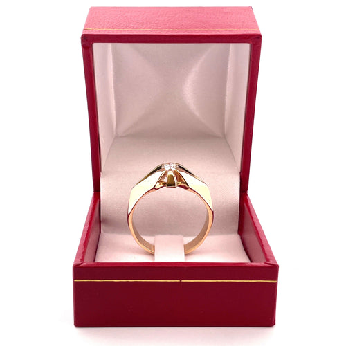 Bague 63 Chevalière homme vintage or jaune et diamant 58 Facettes