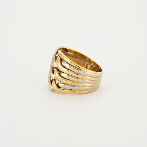 Bague 54 Bague Large bicolore diamants 58 Facettes