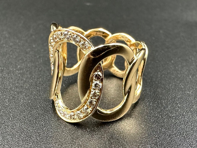 Bague 51 POMELLATO. Collection Brera, bague or rose 18K et diamants cognac 58 Facettes