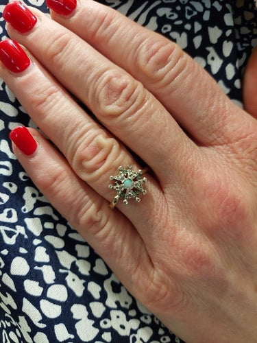 Bague 58 Bague ancienne opale et diamants 58 Facettes 082431