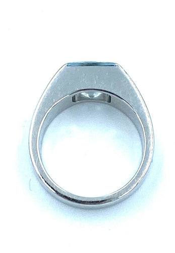 Bague Cartier Collection Tank, bague or gris 18K et aigue-marine 58 Facettes