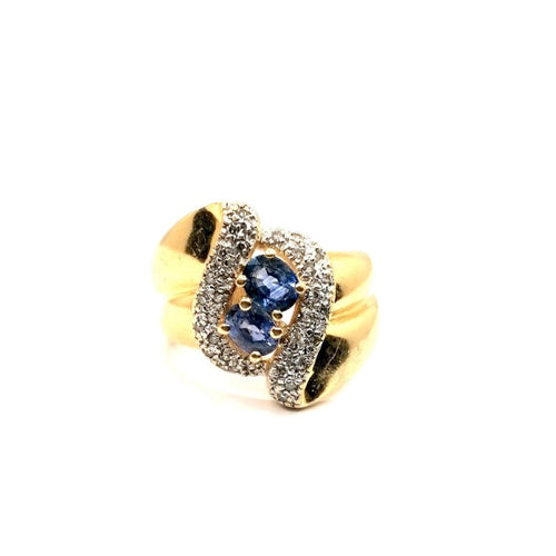 Bague 57 Bague or jaune diamants et saphirs 58 Facettes 3817