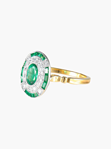 Bague 52 Bague style Art Déco diamants et émeraudes 58 Facettes