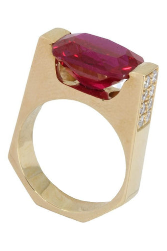 Bague 51 BAGUE DE CRÉATEUR RUBIS ET DIAMANTS 58 Facettes 049491