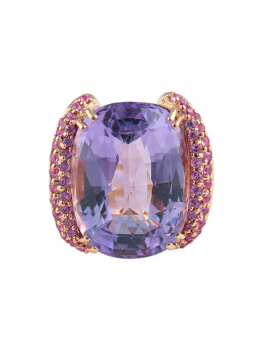 Bague 52 Bague Améthyste Saphirs roses 58 Facettes