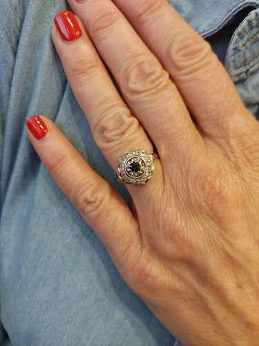 Bague 53 BAGUE MARGUERITE SAPHIR ET DIAMANTS 58 Facettes 073041