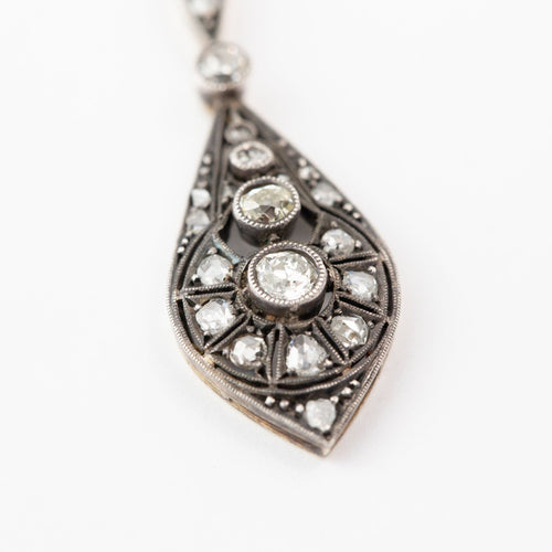 Collier white Gold Silver and Diamonds necklace 58 Facettes