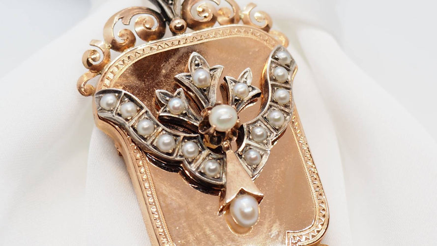 Broche Broche pendentif Napoléon III or rose perles 58 Facettes 28930