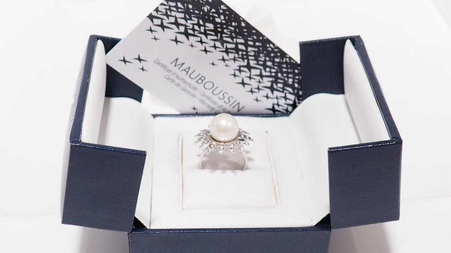 Bague 54 MAUBOUSSIN - Bague Au café des 2 amours Perle Diamants 58 Facettes 32311