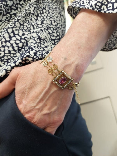 Bracelet Bracelet ancien Or jaune Perles Tourmalines 58 Facettes 082041