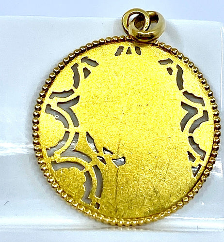 Pendentif Médaille Vierge décor floral 58 Facettes