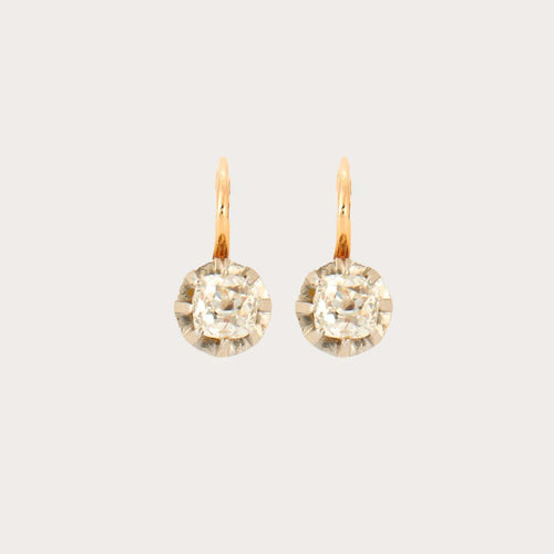 Boucles d'oreilles Paire de dormeuses anciennes diamants 58 Facettes