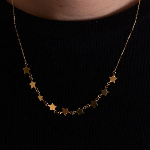 Collier Collier Or Jaune 9 Etoiles 58 Facettes