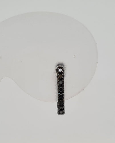 Boucles d'oreilles Créole en Or gris, Diamants noirs 58 Facettes