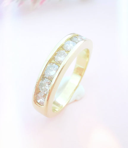 Bague 54 Demi Alliance Diamants 0,70 carat Or Jaune 58 Facettes AA 1612
