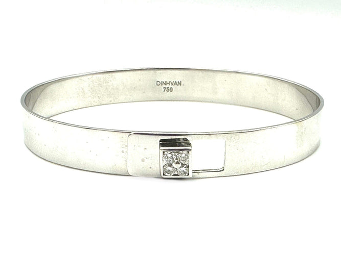 Bracelet DINH VAN. Bracelet Cube Serrure or blanc diamants 58 Facettes