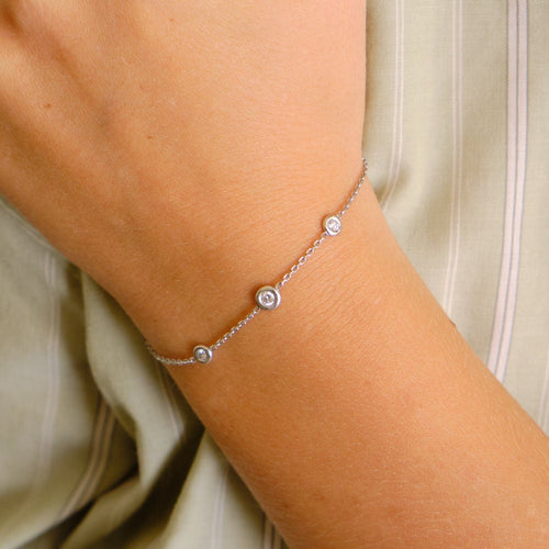 Bracelet Bracelet or blanc 3 diamants 58 Facettes