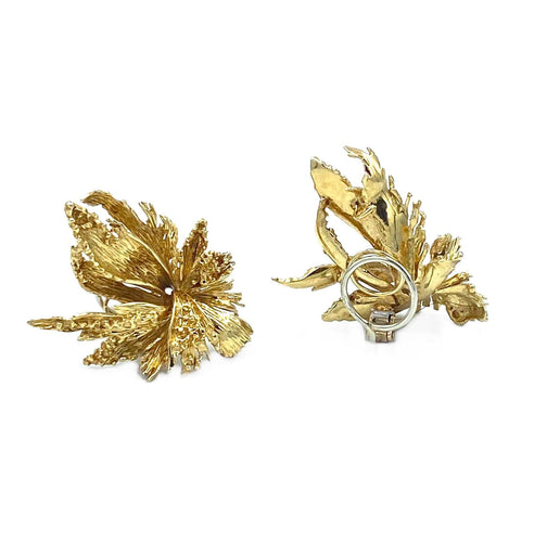 Boucles d'oreilles Chaumet. Demi-parure 1980 en or jaune 18K 58 Facettes