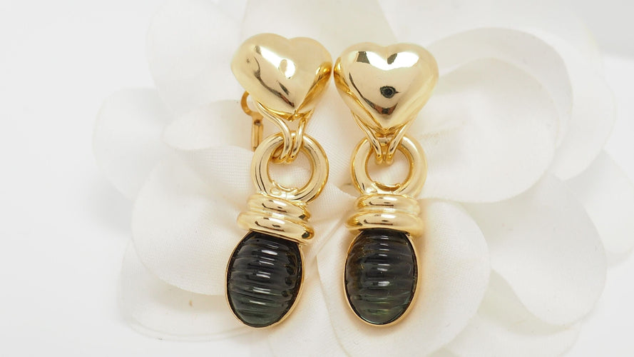 Boucles d'oreilles 4.5cm Boucles d'oreilles en or jaune et tourmalines 58 Facettes 32263