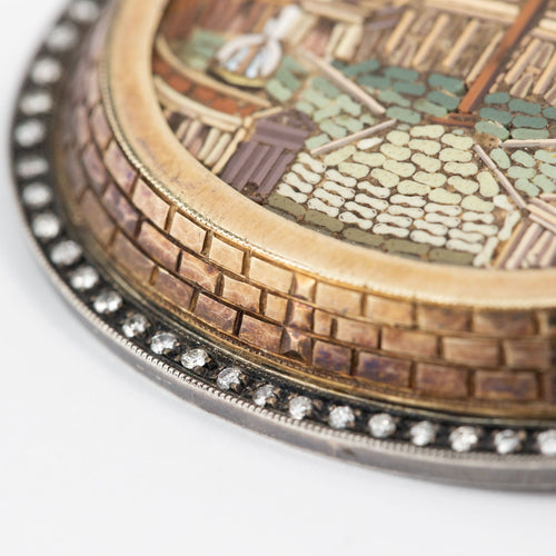 Broche Broche micromosaïque en or 18 carats, argent et diamants 58 Facettes