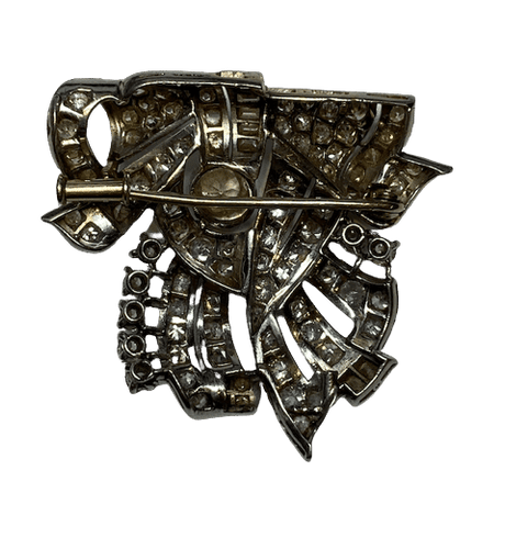 Broche BROCHE ART DECO PLATINE OR DIAMANTS 58 Facettes