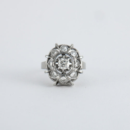 Bague 54 Bague à motif rayonnant Diamants 58 Facettes ADA03