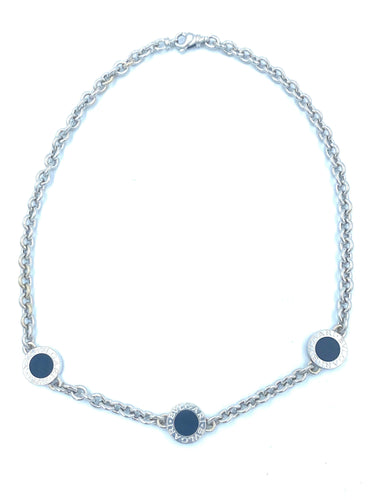 Collier BVLGARI. Collier or blanc et onyx 58 Facettes