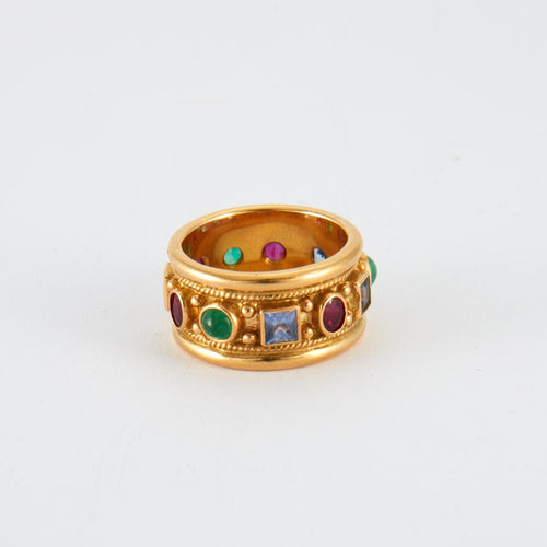 Bague Bague anneau Rubis Saphirs Emeraudes signé Percossi Papi 58 Facettes 00010