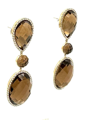 Boucles d'oreilles ROBERTO COIN. Boucles d’oreilles or rose, quartz et diamants 58 Facettes