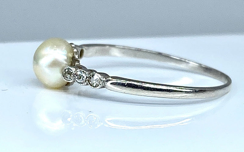 Bague 59 Bague Diamants Perle fine 58 Facettes AB162