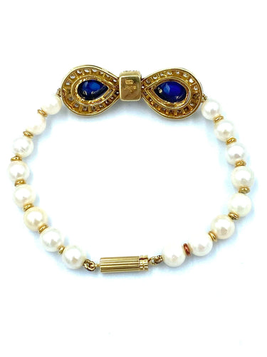 Bracelet ADLER - Bracelet perles, saphirs et diamants 58 Facettes