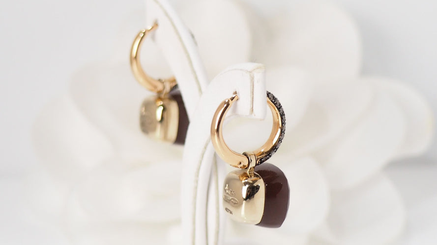 Boucles d'oreilles Boucles d'oreilles Pomellato pierre de Lune & diamants bruns 58 Facettes 32024