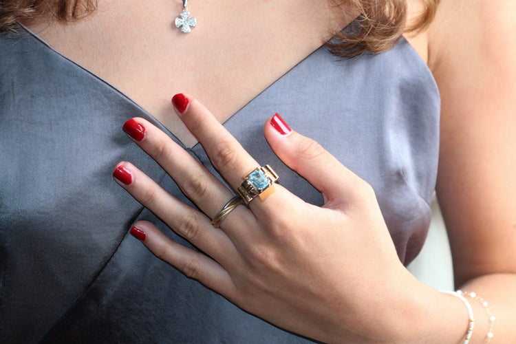 Bague 54 Bague TANK aigue-marine 58 Facettes 542