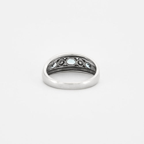 Bague 54 Bague bandeau Or gris Aigues-marines Diamants 58 Facettes 240044