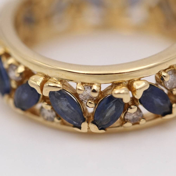 Bague 57 Gold Ring with Sapphires and Diamonds 58 Facettes N102945JC