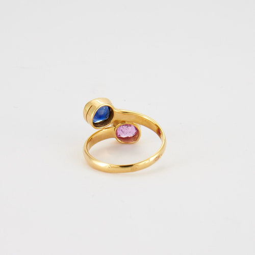 Bague 53.5 Bague Toi & Moi Saphirs rose et bleu 58 Facettes B01092