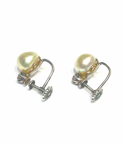 Boucles d'oreilles Boucles d’oreilles anciennes diamants et perles de culture 58 Facettes