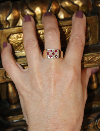 Bague 56 Bague Chevalière Rubis Diamants 58 Facettes 541