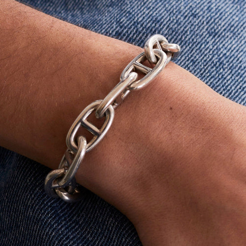 Bracelet HERMES -Bracelet Chaine d'ancre Argent 58 Facettes