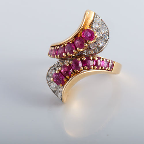 Bague 52 Bague Toi & Moi or jaune et rubis 58 Facettes